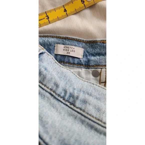 PacSun Stretch Wide Leg Carpenter Jeans Light Wash Blue High Rise Womens Size 26 - Picture 10 of 11